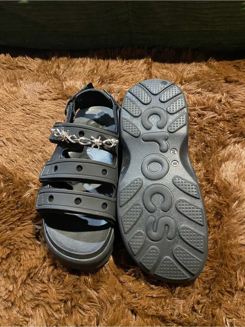 CROCS Soho Sport- Black Triple-Strap Platform Sandals - Picture 4 of 6
